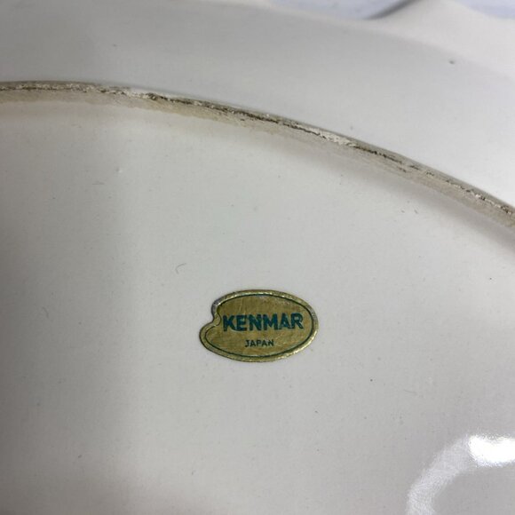 Vntg Kenmar Fish Platter Plate Ceramic Flamingos Palm Trees Tropical Japan 15" - Picture 8 of 8